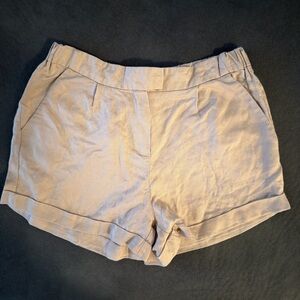 Premium Linen Blend Shorts Beige Small Elastic Waist Size Small